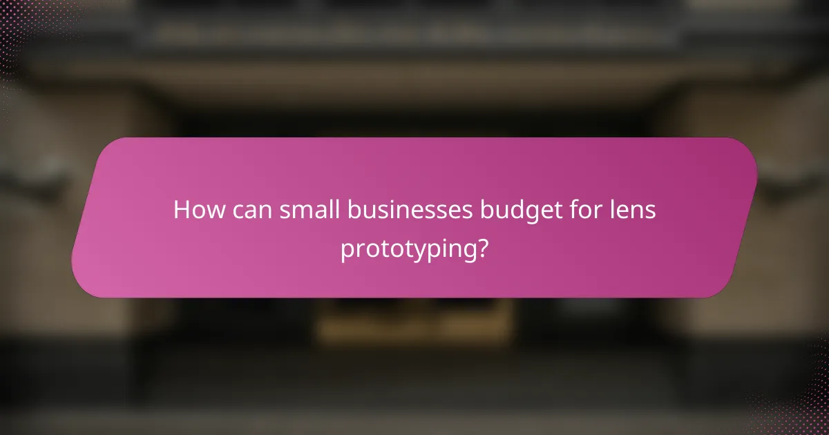 How can small businesses budget for lens prototyping?