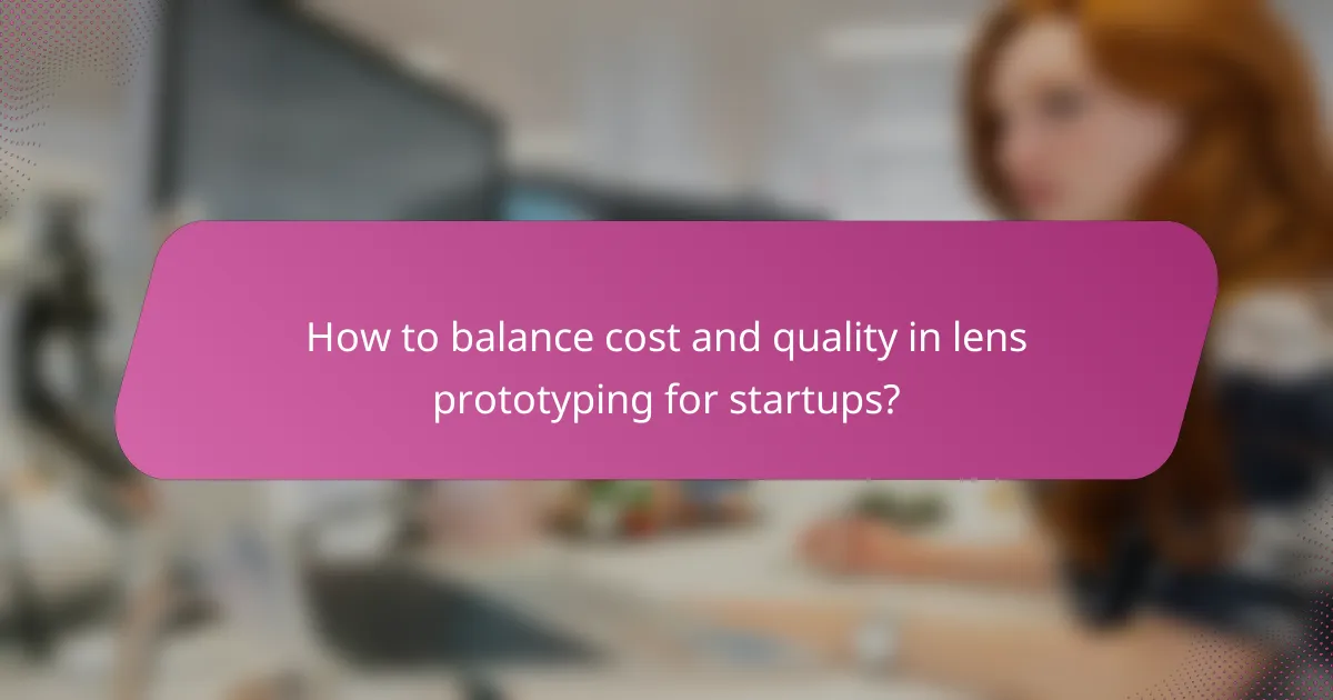 How to balance cost and quality in lens prototyping for startups?