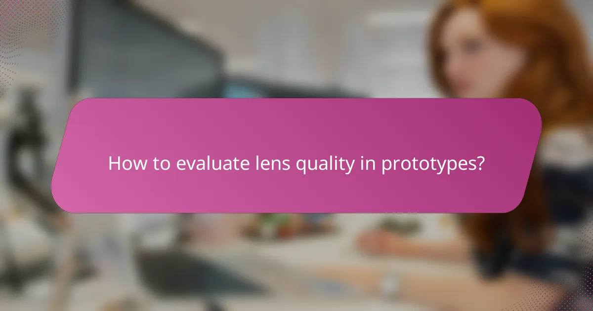 How to evaluate lens quality in prototypes?