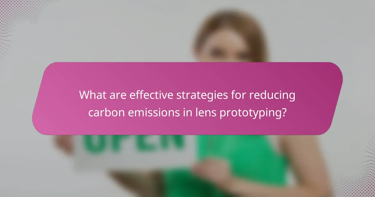 What are effective strategies for reducing carbon emissions in lens prototyping?
