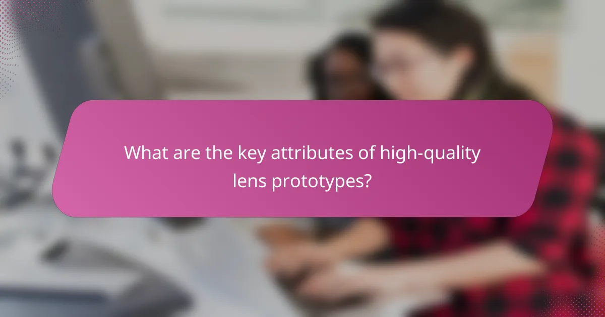 What are the key attributes of high-quality lens prototypes?