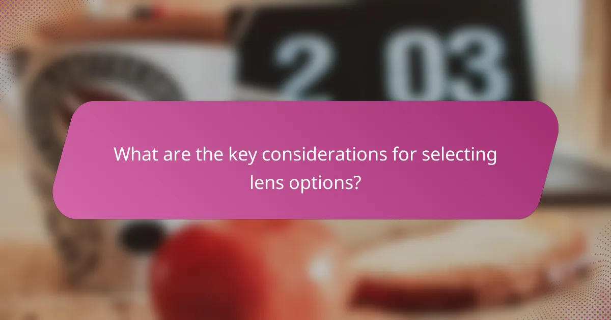 What are the key considerations for selecting lens options?
